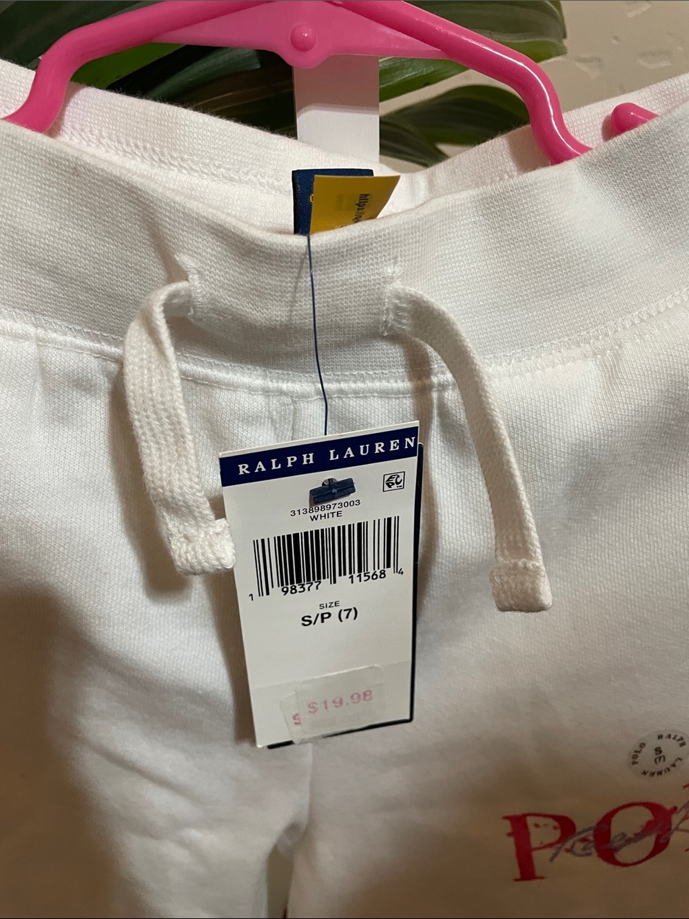 Ralph Lauren White Sweatpants with Pink POLO Accent - Picture 2 of 2